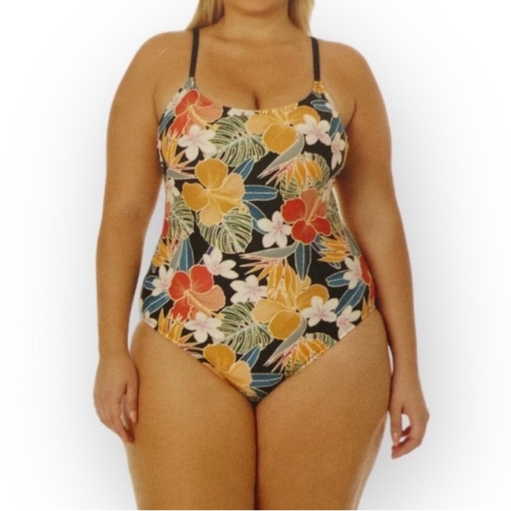 NWT Hurley Black Multi Strappy One Piece Swimsuit size L